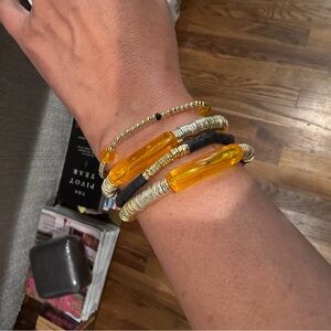 Yellow and Gold Beaded Bracelet Set
